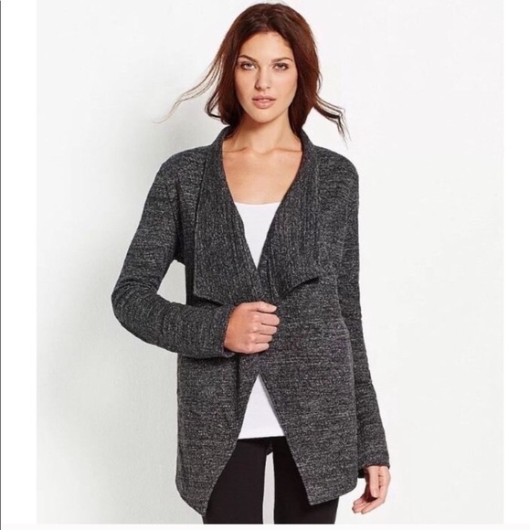 Eileen Fisher Charcoal Drape Front Cardigan - Picture 2 of 9